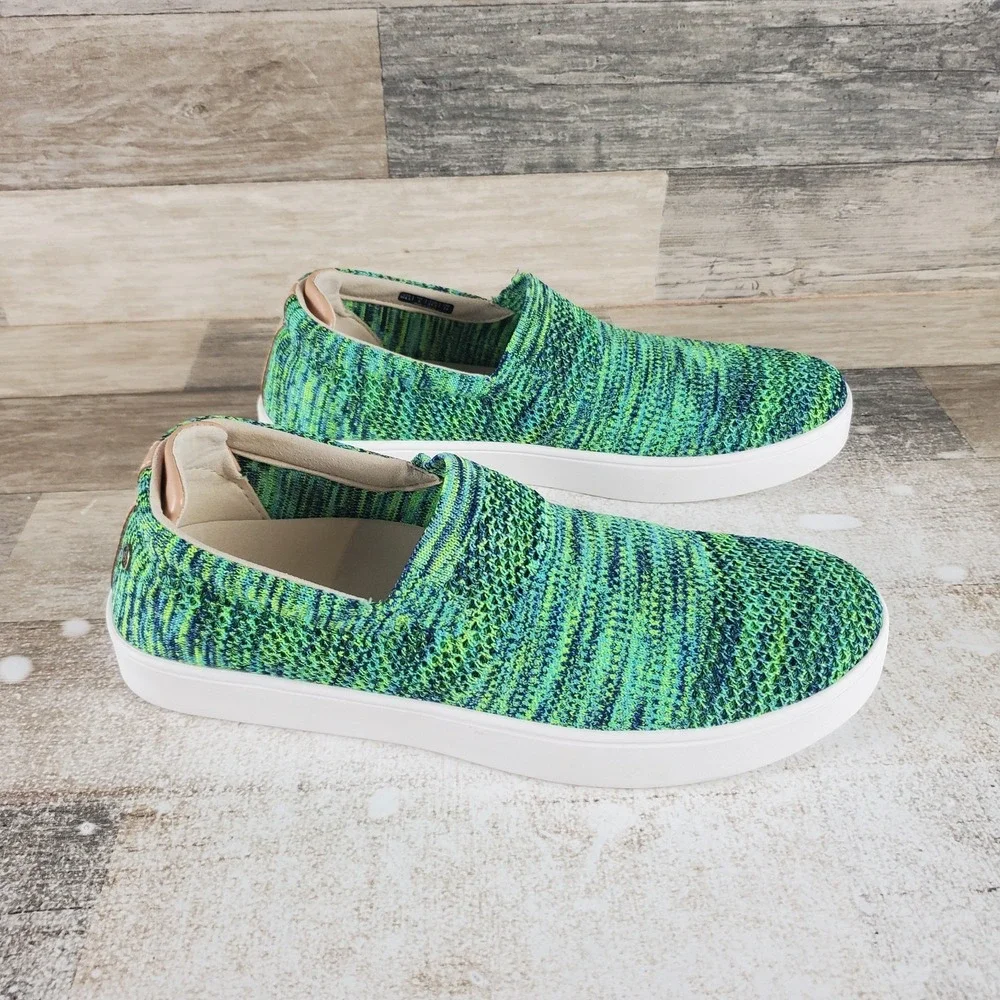 Spenco Coastal Womens Shoes Sz 8.5 B Green Mineral Blue Coastal Slip On Sneakers